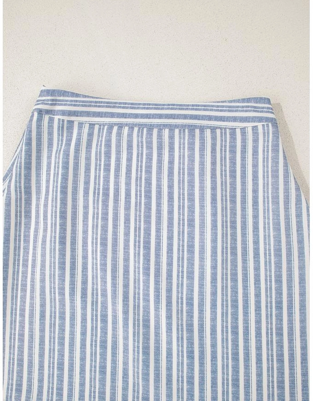 Sky Blue Stripe Buttoned Office Waistcoat Mini Skirt Set