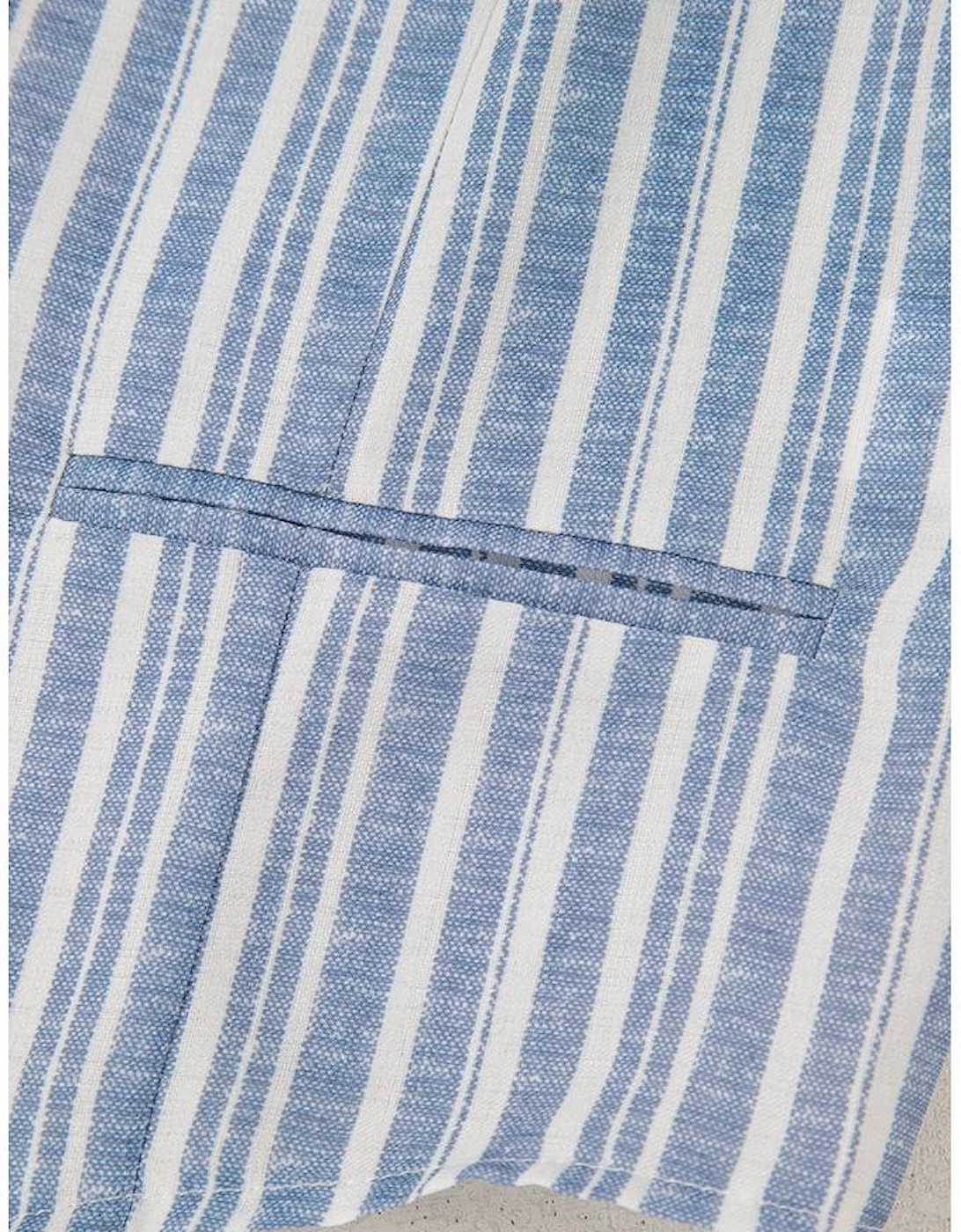 Sky Blue Stripe Buttoned Office Waistcoat Mini Skirt Set