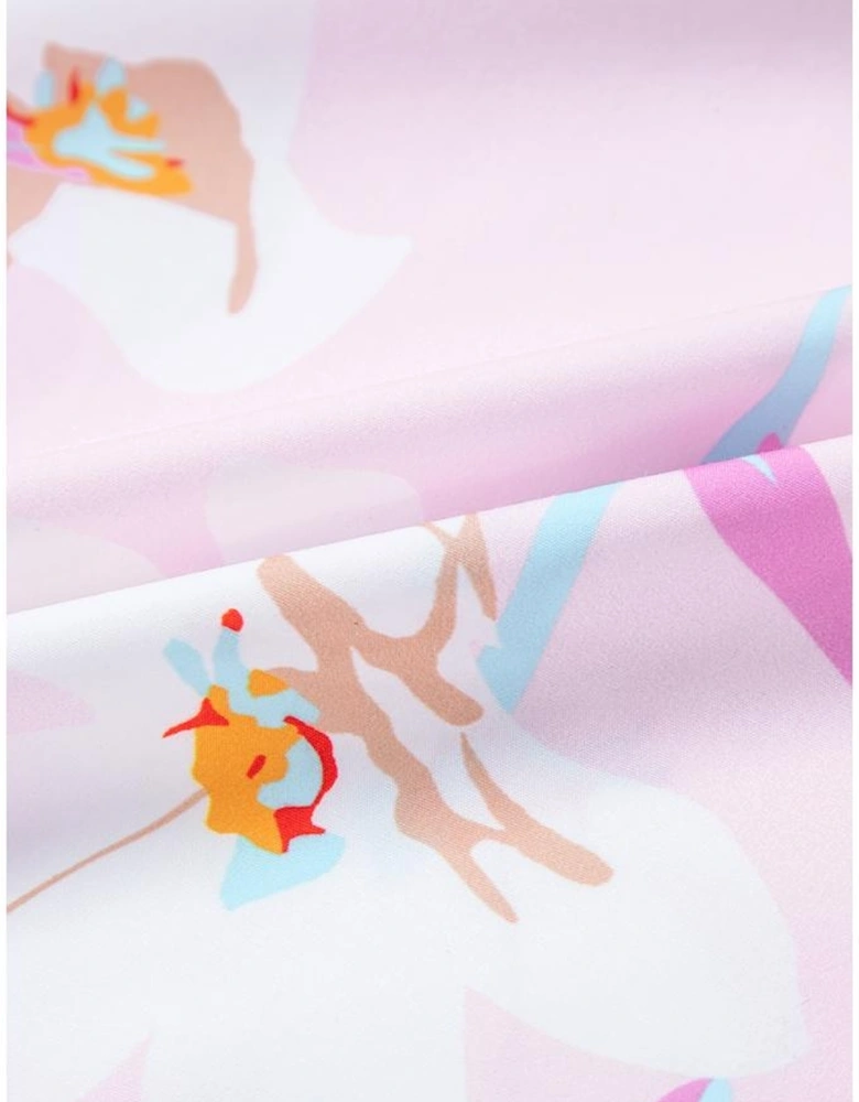 Pink Floral Print Knotted Shoulder Smocked Maxi Dress