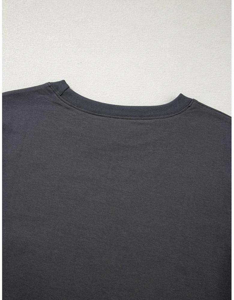 Dark Grey RISE WITH THE SUN Western Fashion Graphic Tee