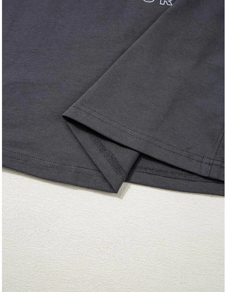 Dark Grey RISE WITH THE SUN Western Fashion Graphic Tee