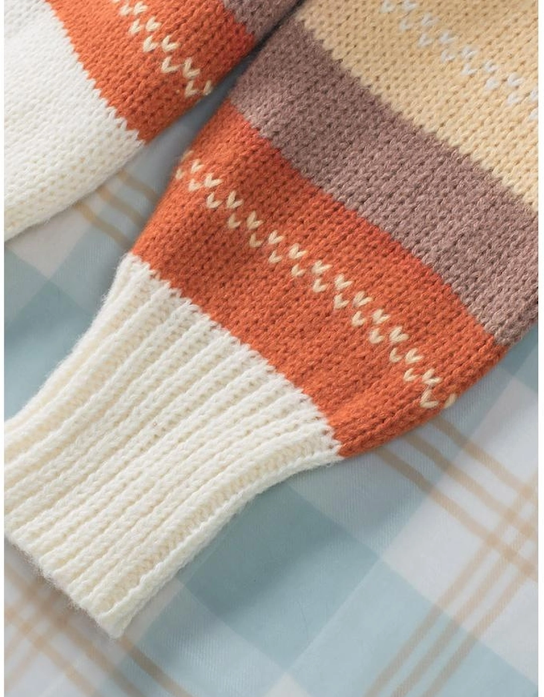 Azura Exchange Crew Neck Drop-shoulder Striped Color Block Sweater