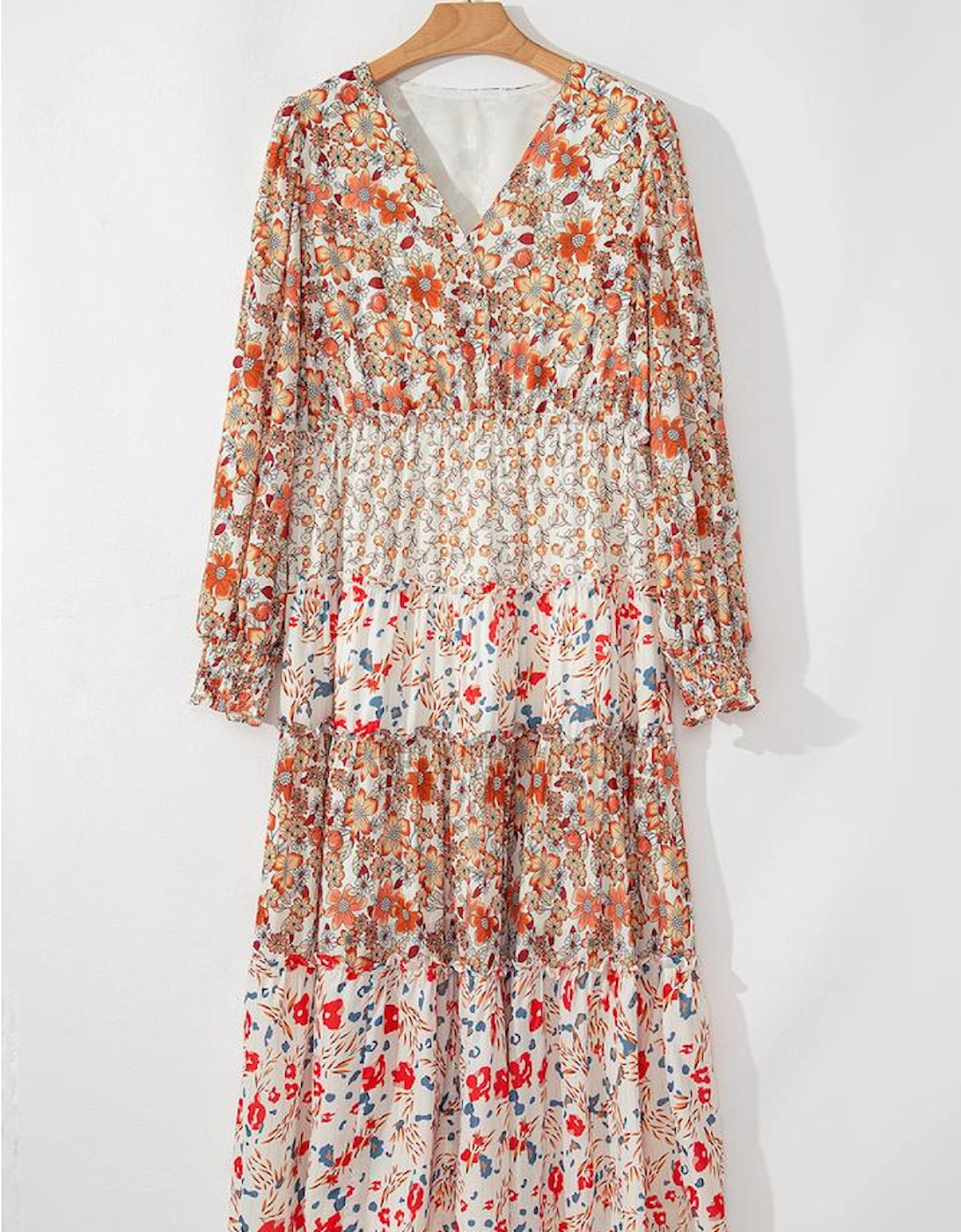 Khaki Plus Size Floral Tiered Ruffle Maxi Dress