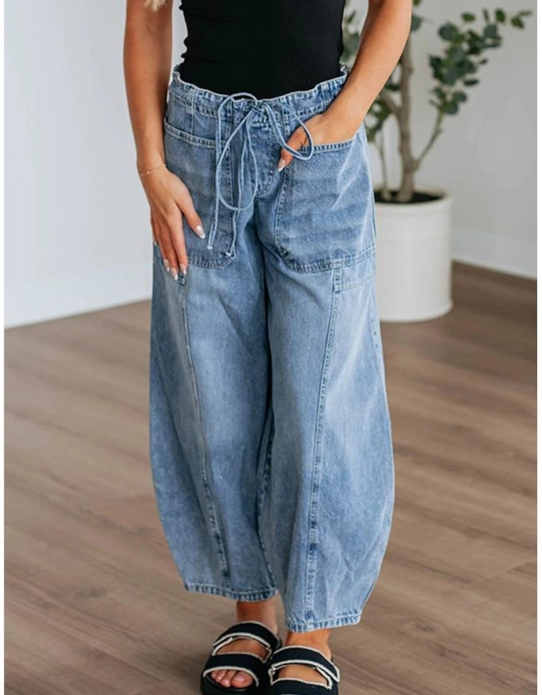 Myosotis Large Patch Pocket Drawstring Paperbag Waist Barrel Jeans
