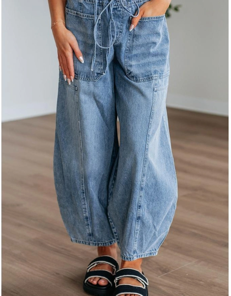 Myosotis Large Patch Pocket Drawstring Paperbag Waist Barrel Jeans