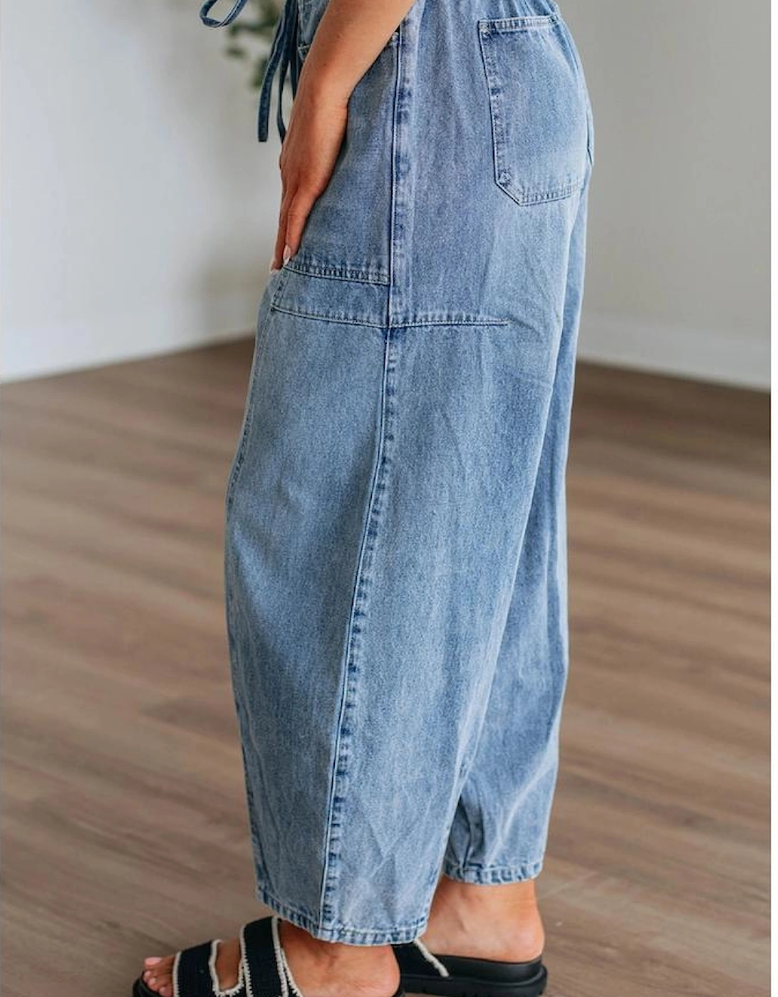 Myosotis Large Patch Pocket Drawstring Paperbag Waist Barrel Jeans