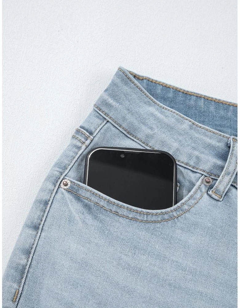 Beau Blue Mid Rise Ankle-Length Distressed Skinny Jeans