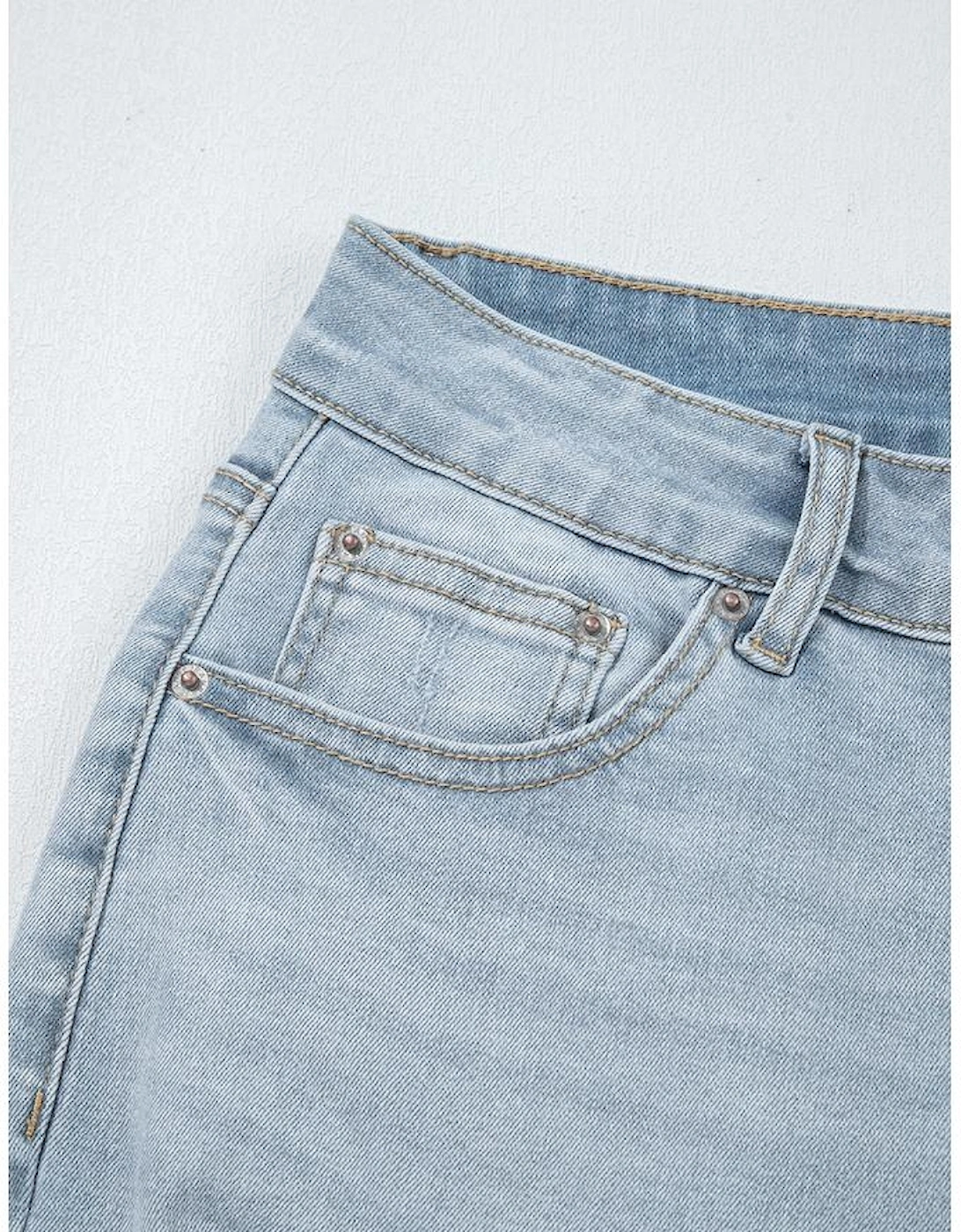 Beau Blue Mid Rise Ankle-Length Distressed Skinny Jeans