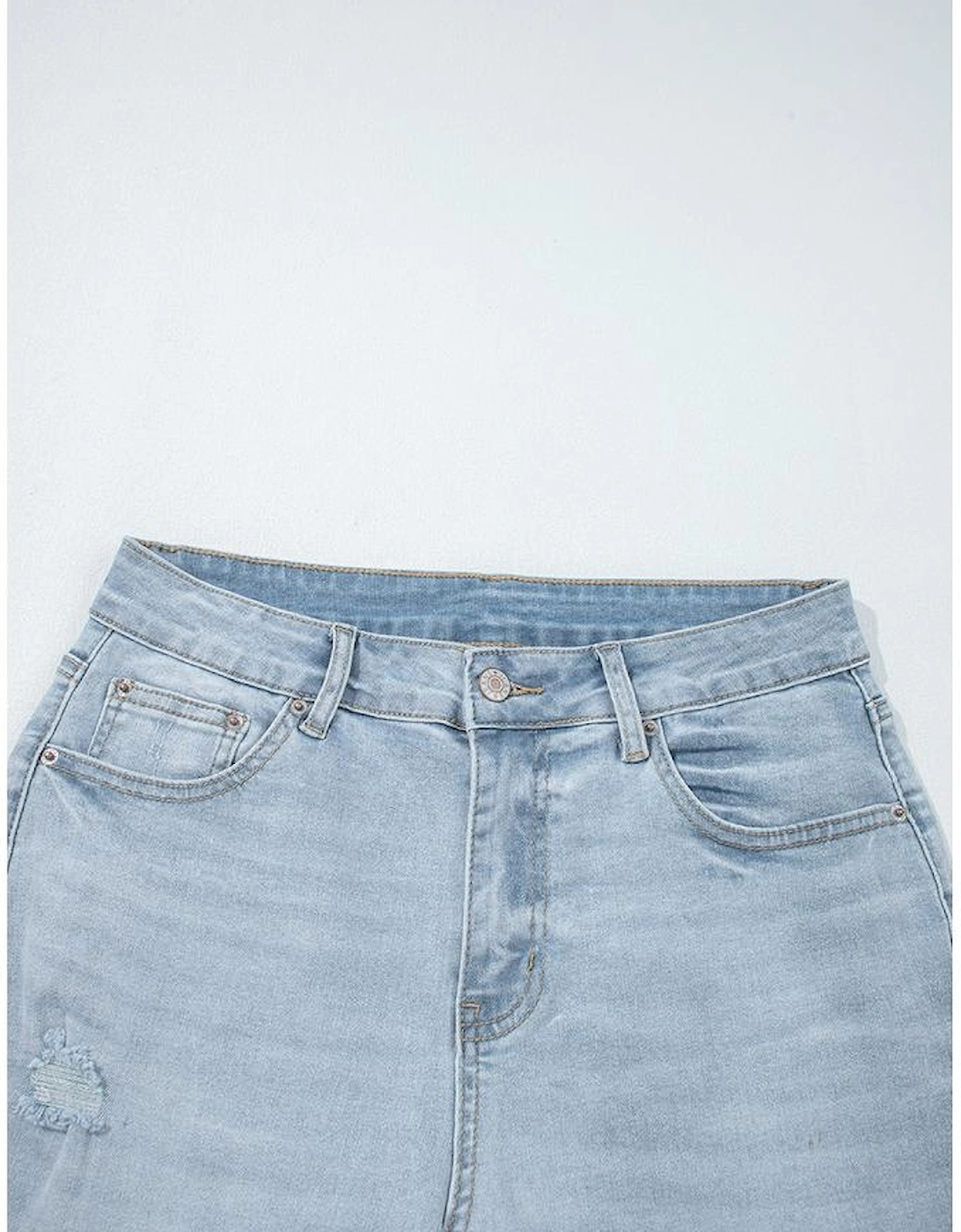 Beau Blue Mid Rise Ankle-Length Distressed Skinny Jeans