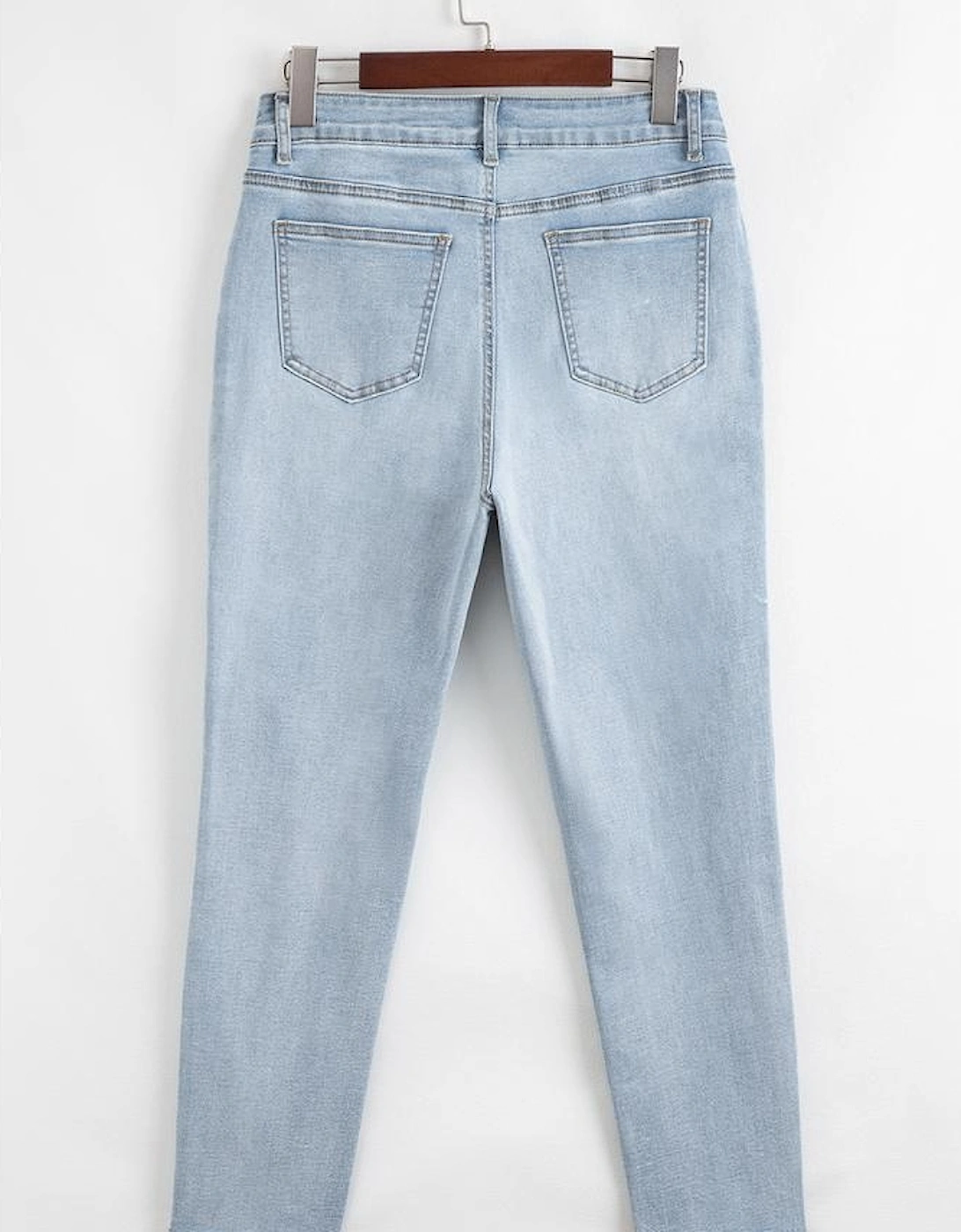 Beau Blue Mid Rise Ankle-Length Distressed Skinny Jeans
