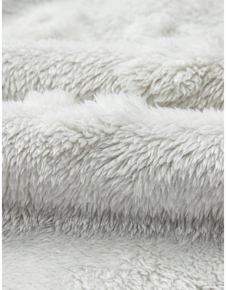 Light Grey Leopard Textured Loose Fit Fleece Lounge Set