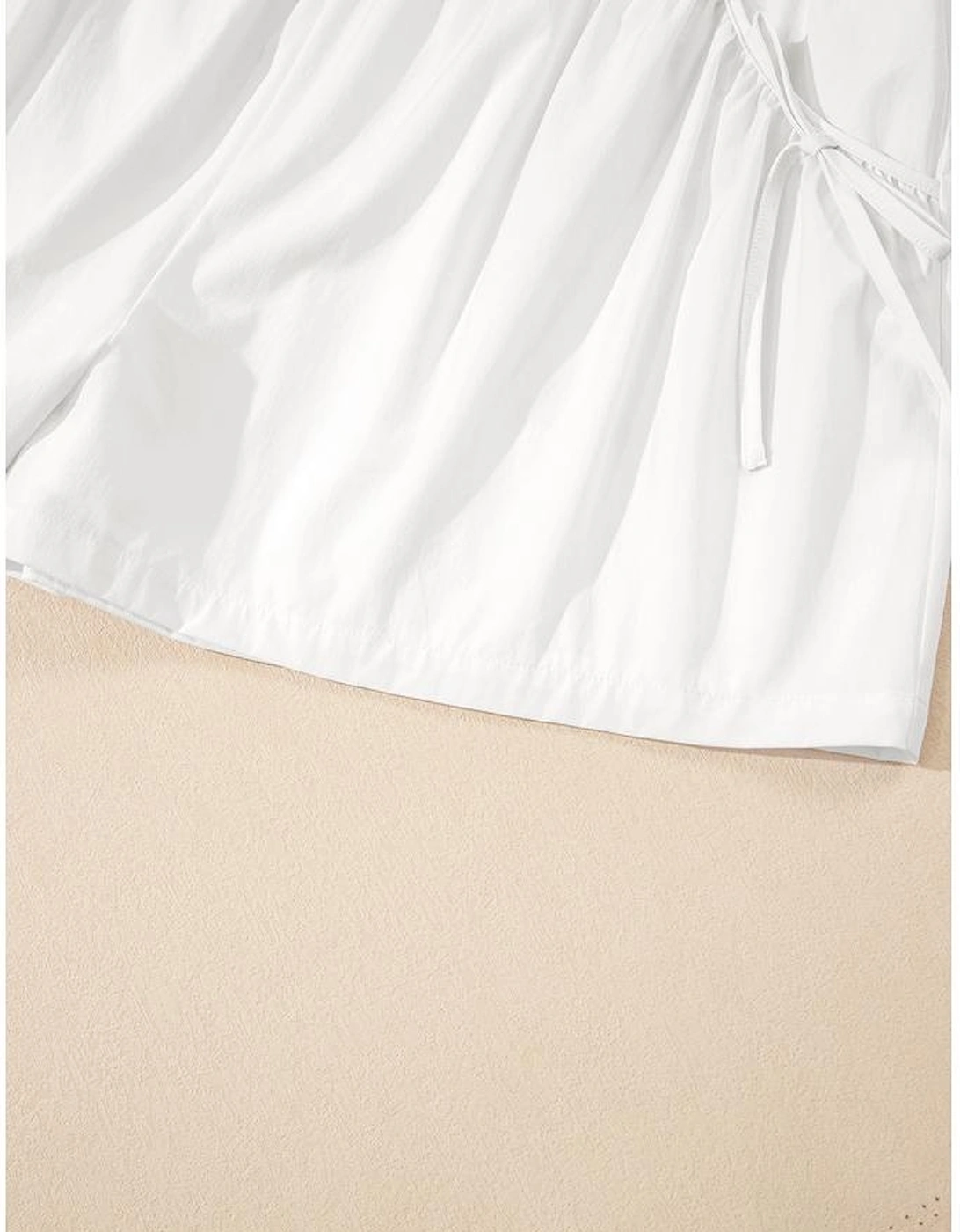White Bow Decor Pockets Plus Size Shorts