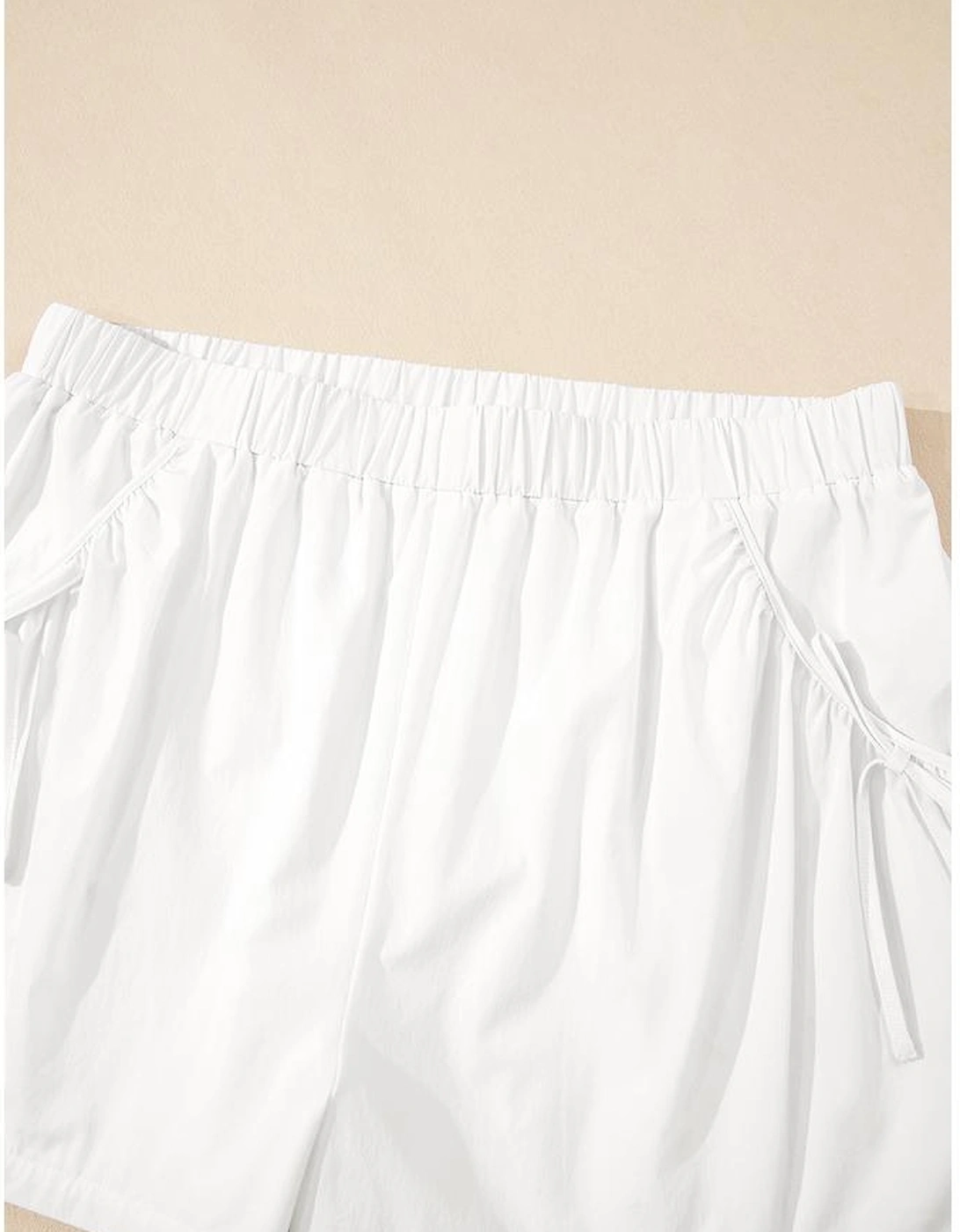 White Bow Decor Pockets Plus Size Shorts
