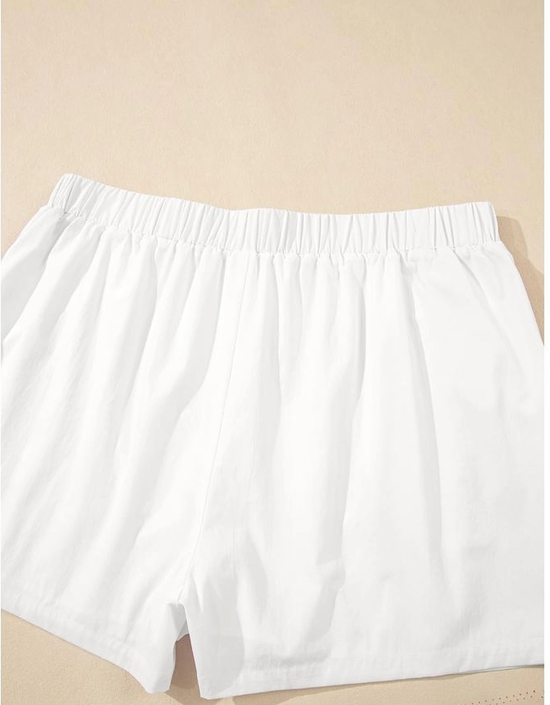 White Bow Decor Pockets Plus Size Shorts