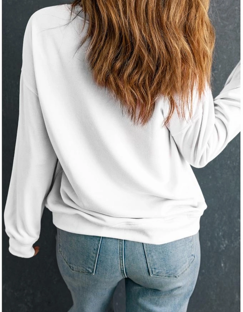 White CRAWFISH CLUB Printed Drop Shoulder Sweatshirt