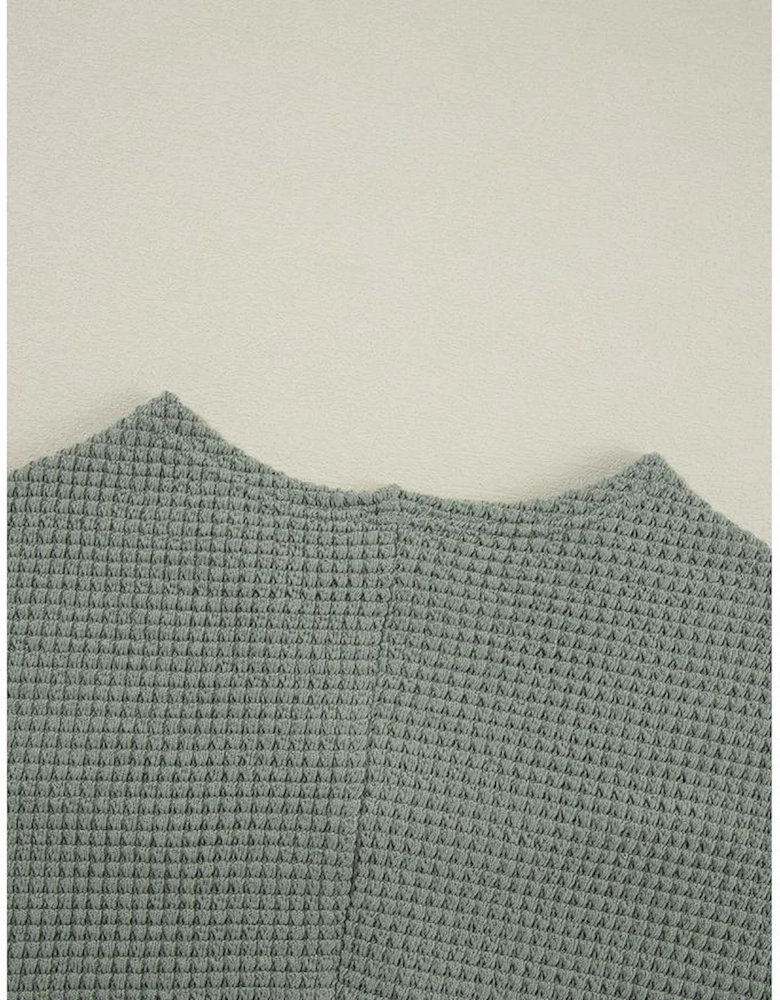 Laurel Green Waffle Knit Open Front Cardigan