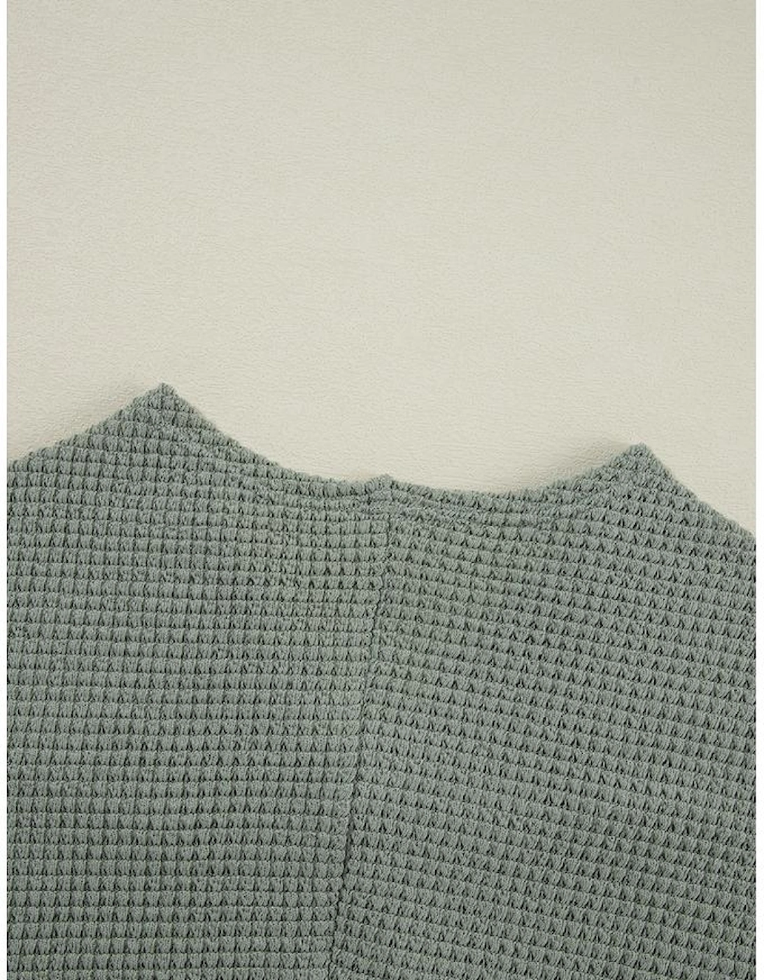 Laurel Green Waffle Knit Open Front Cardigan