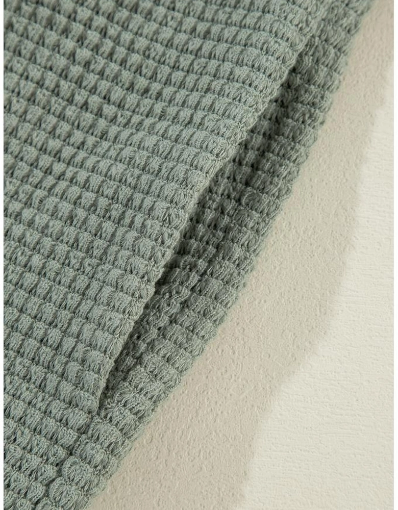 Laurel Green Waffle Knit Open Front Cardigan