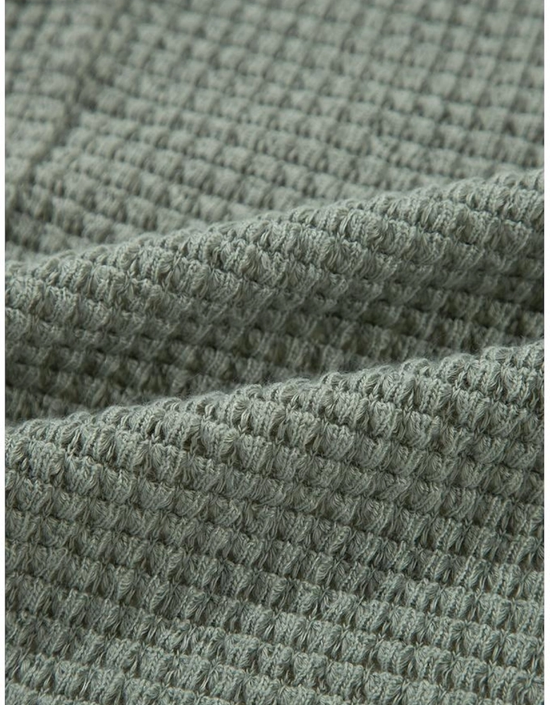 Laurel Green Waffle Knit Open Front Cardigan