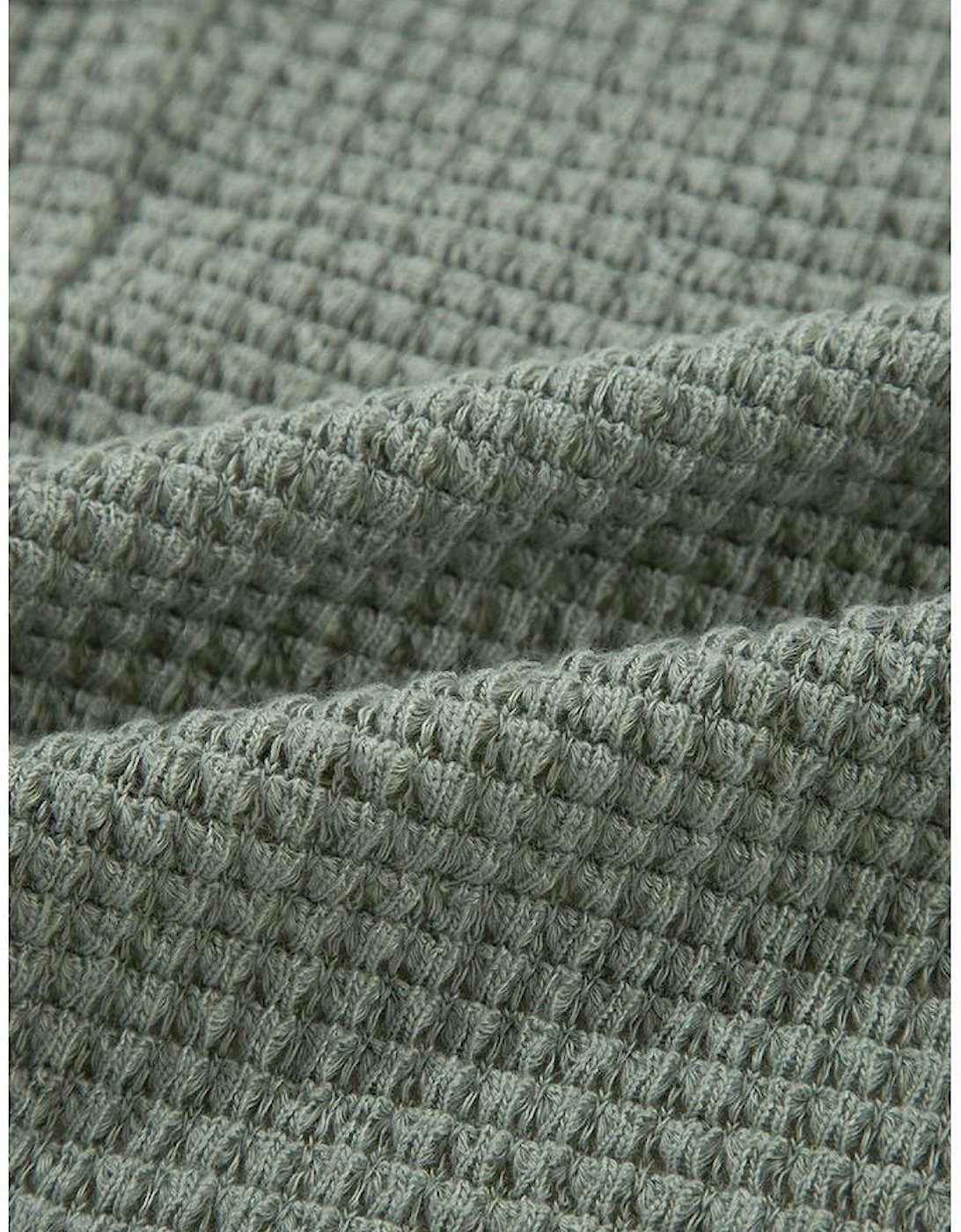 Laurel Green Waffle Knit Open Front Cardigan