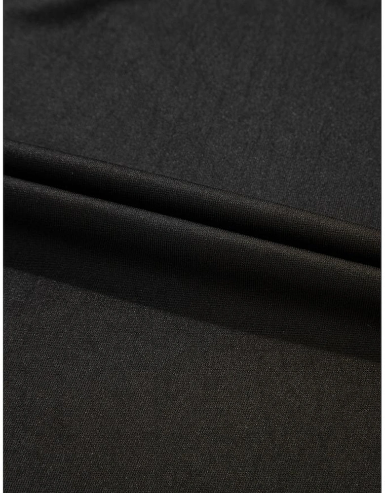 Black Lace Crochet Mesh Patched Slim Fit Long Sleeve Top