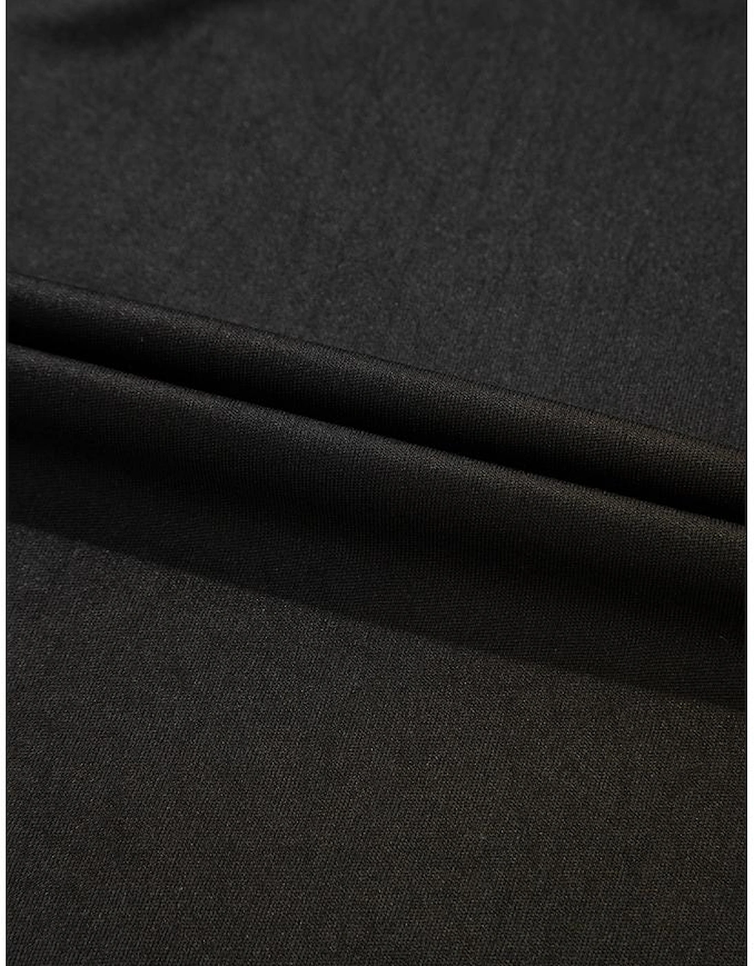 Black Lace Crochet Mesh Patched Slim Fit Long Sleeve Top