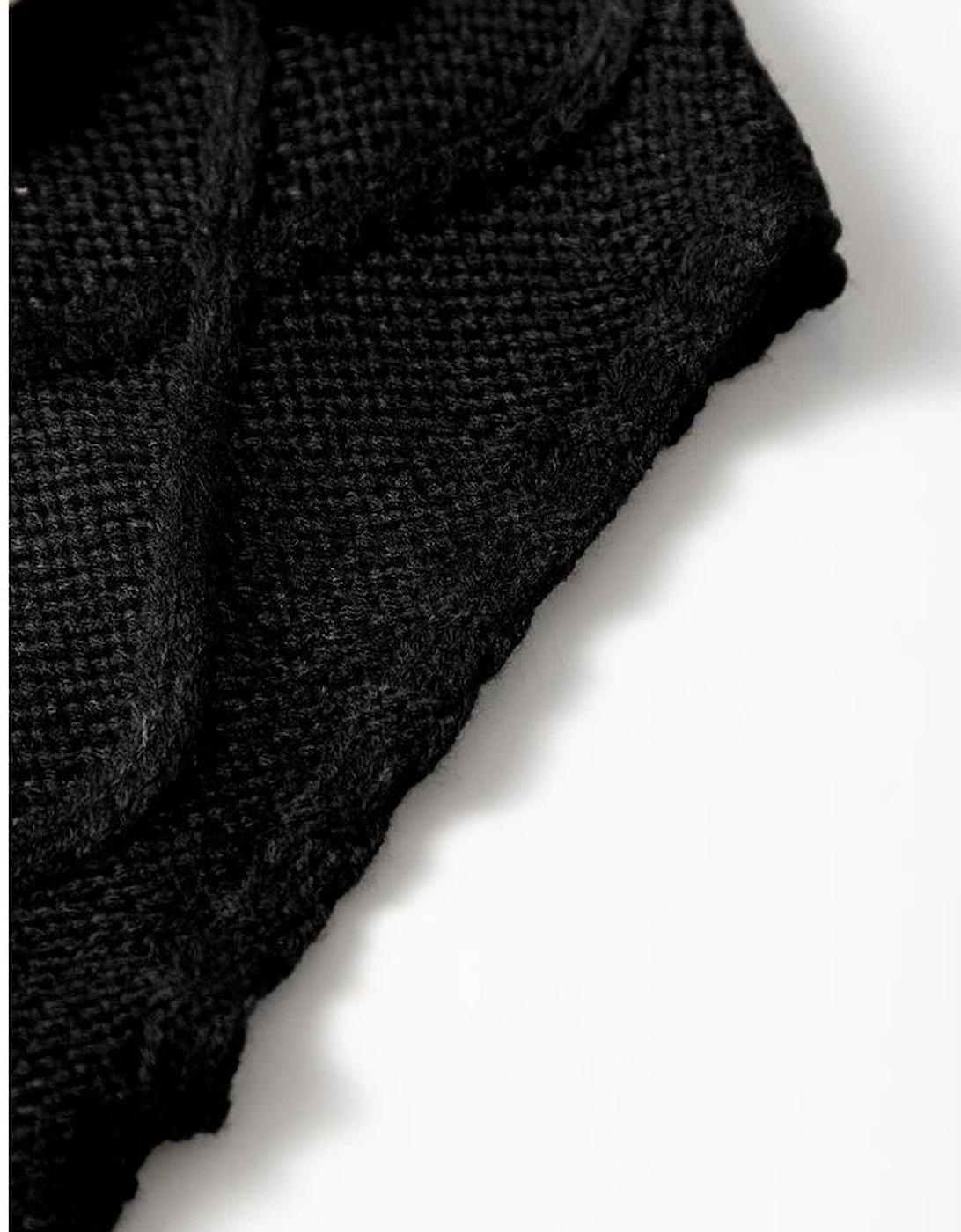 Black Cable Knit Colorblock Satin Bowknot Short Sleeve Sweater