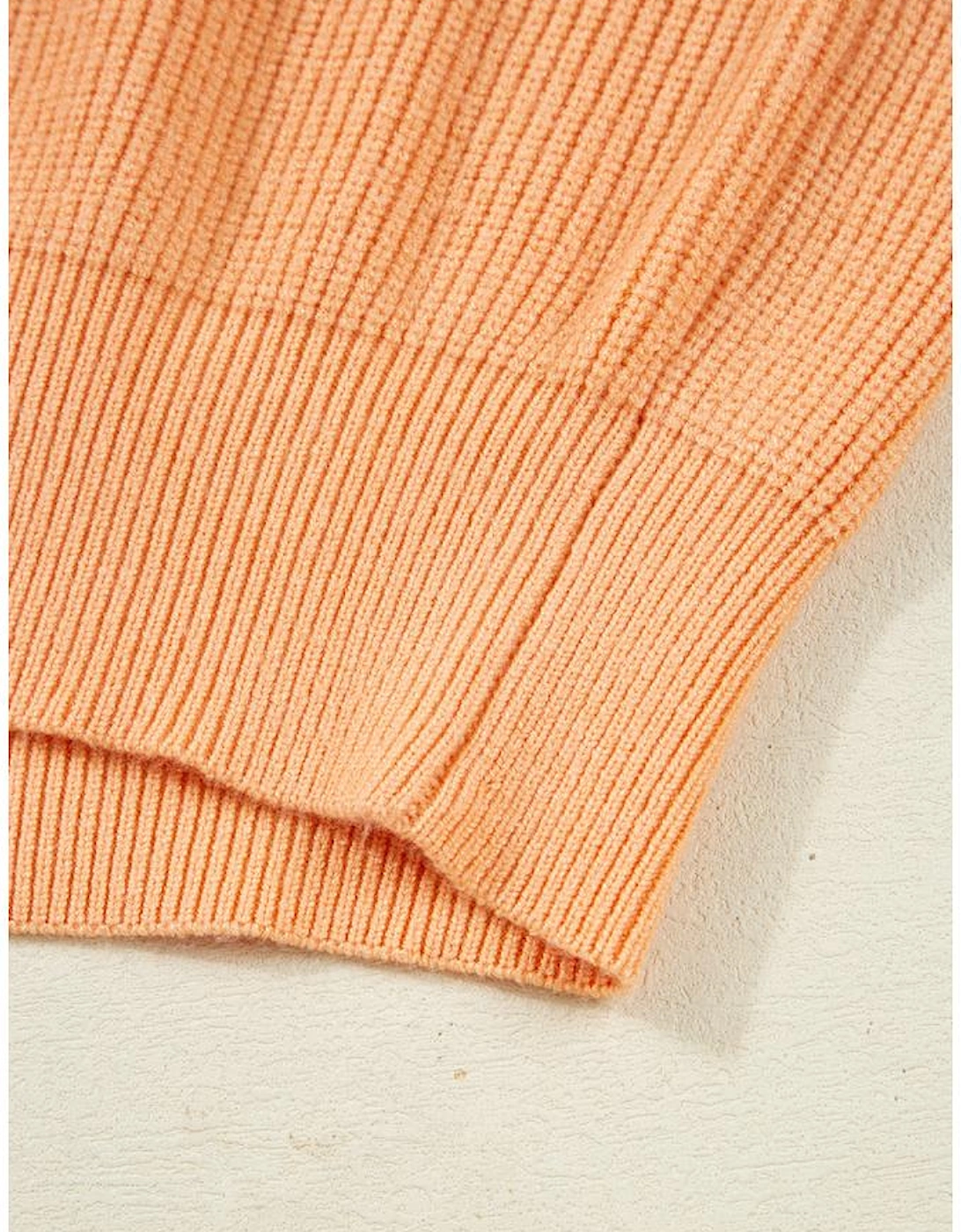 Orange Stripe Colorblock Half Zip Oversize Sweater