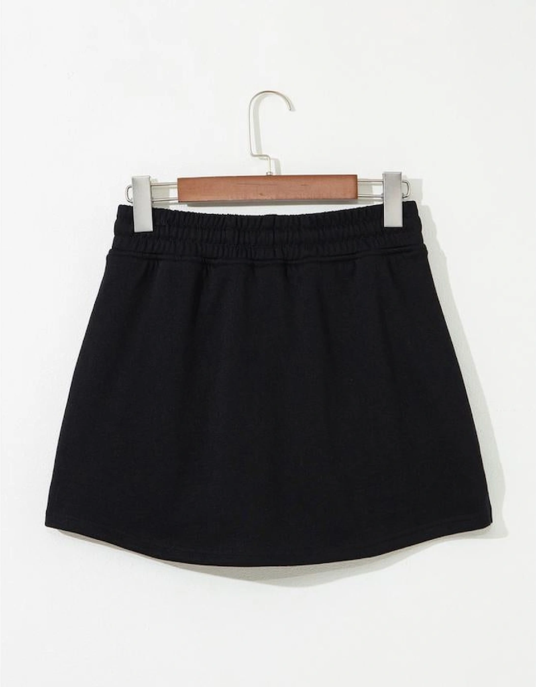 Black Sequin Heifer Patched French Terry Drawstring Skort