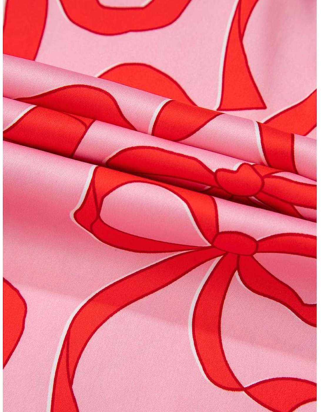 Pink 2pcs Bow Print Shirt Style Long Sleeve Pajama Set