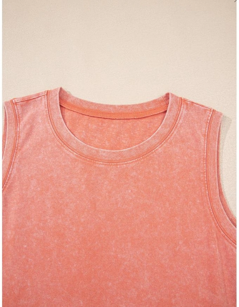 Flamingo Mineral Wash Tank Mini Dress with Pockets