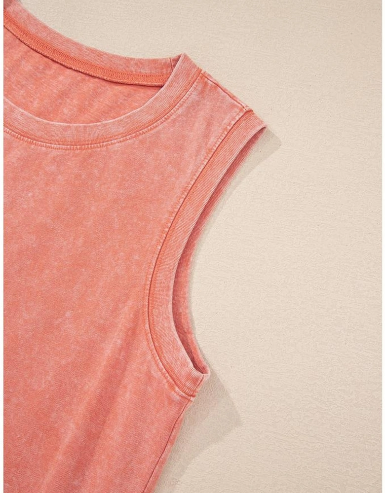 Flamingo Mineral Wash Tank Mini Dress with Pockets