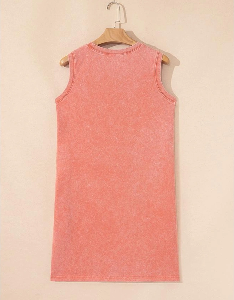 Flamingo Mineral Wash Tank Mini Dress with Pockets