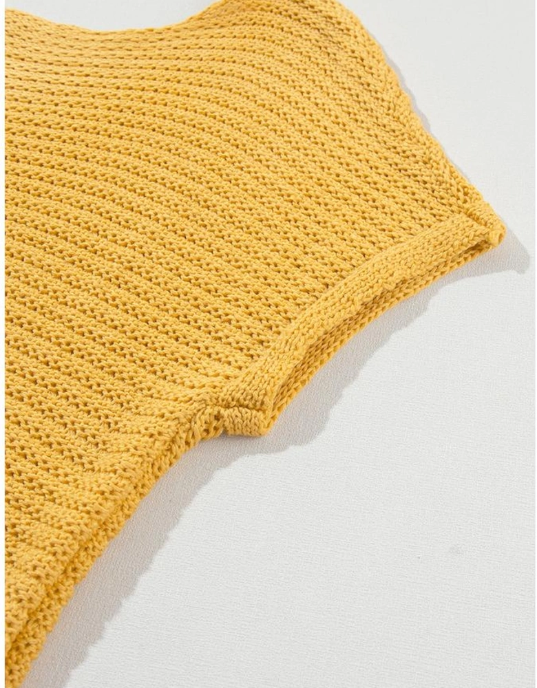 Ginger Solid Loose Knit Short Dolman Sleeve Sweater