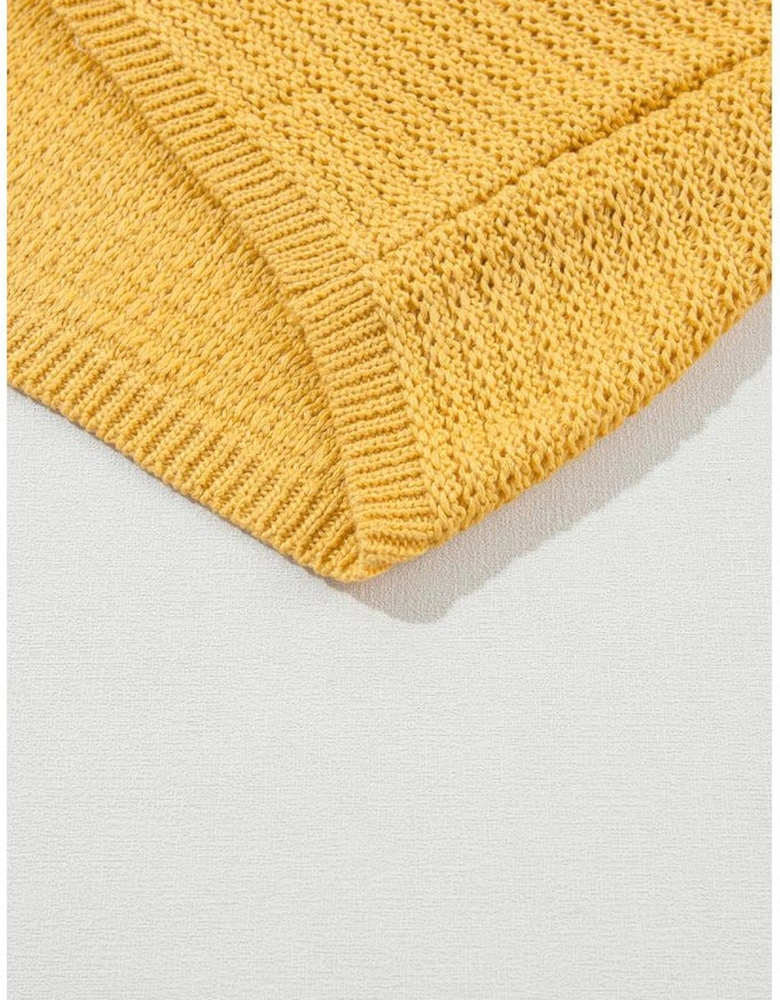 Ginger Solid Loose Knit Short Dolman Sleeve Sweater