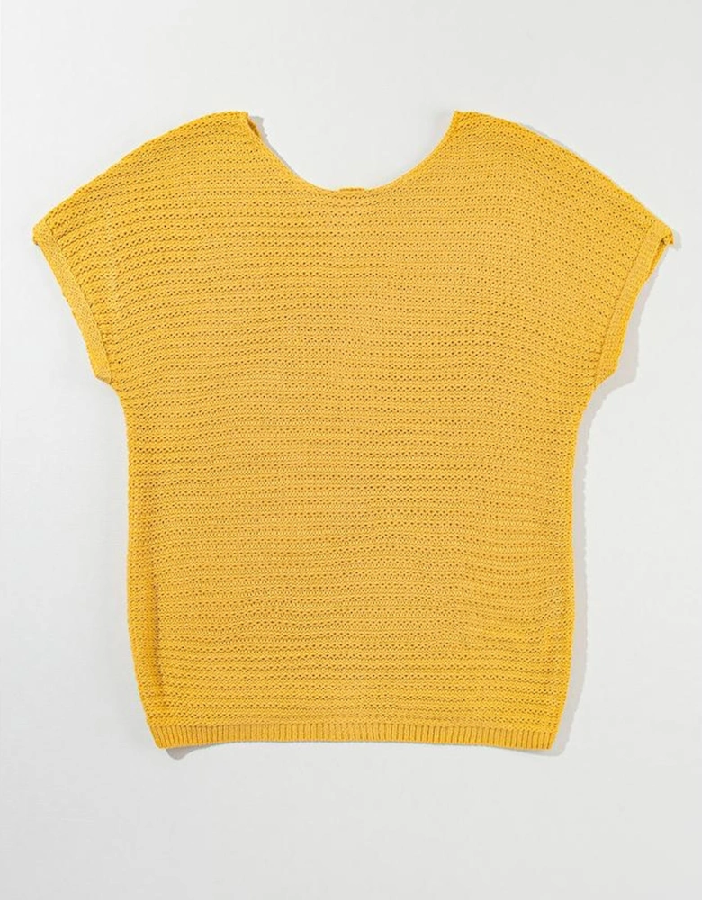 Ginger Solid Loose Knit Short Dolman Sleeve Sweater