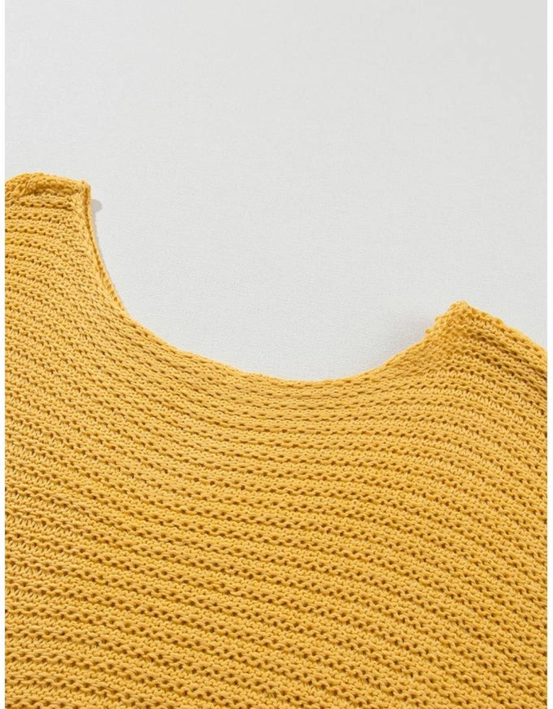 Ginger Solid Loose Knit Short Dolman Sleeve Sweater