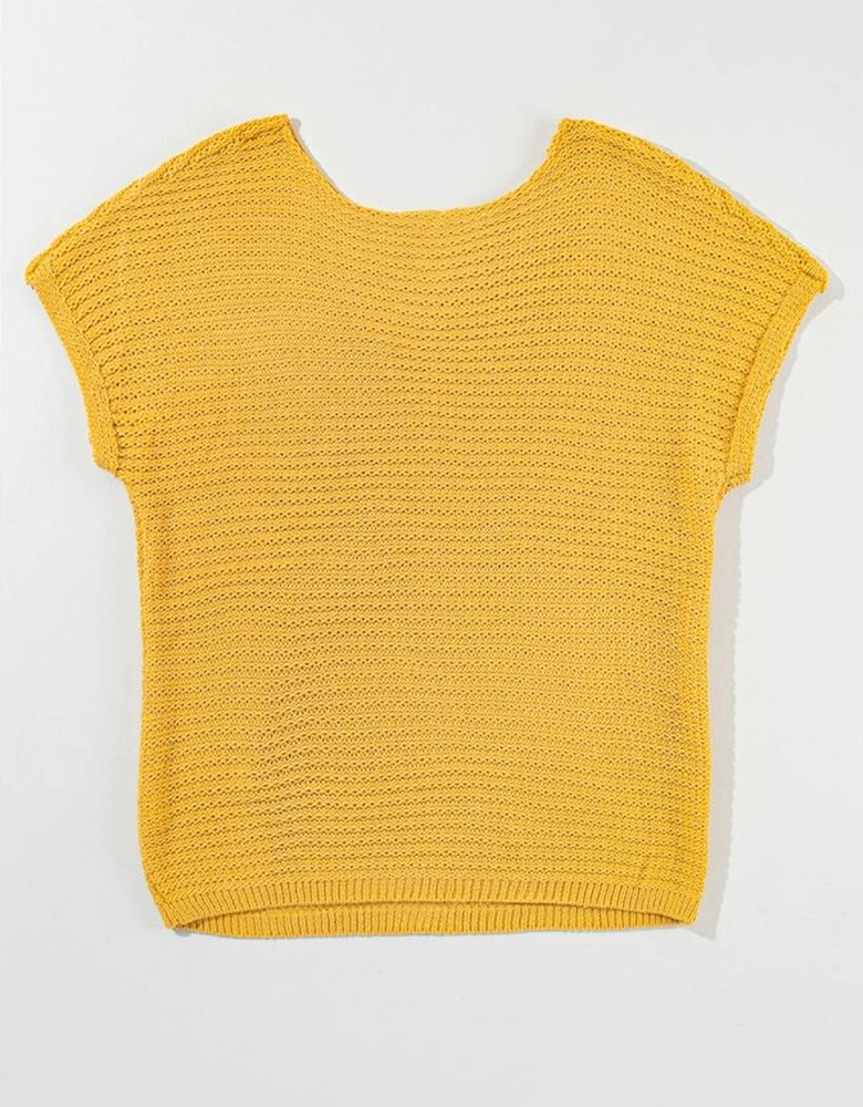 Ginger Solid Loose Knit Short Dolman Sleeve Sweater