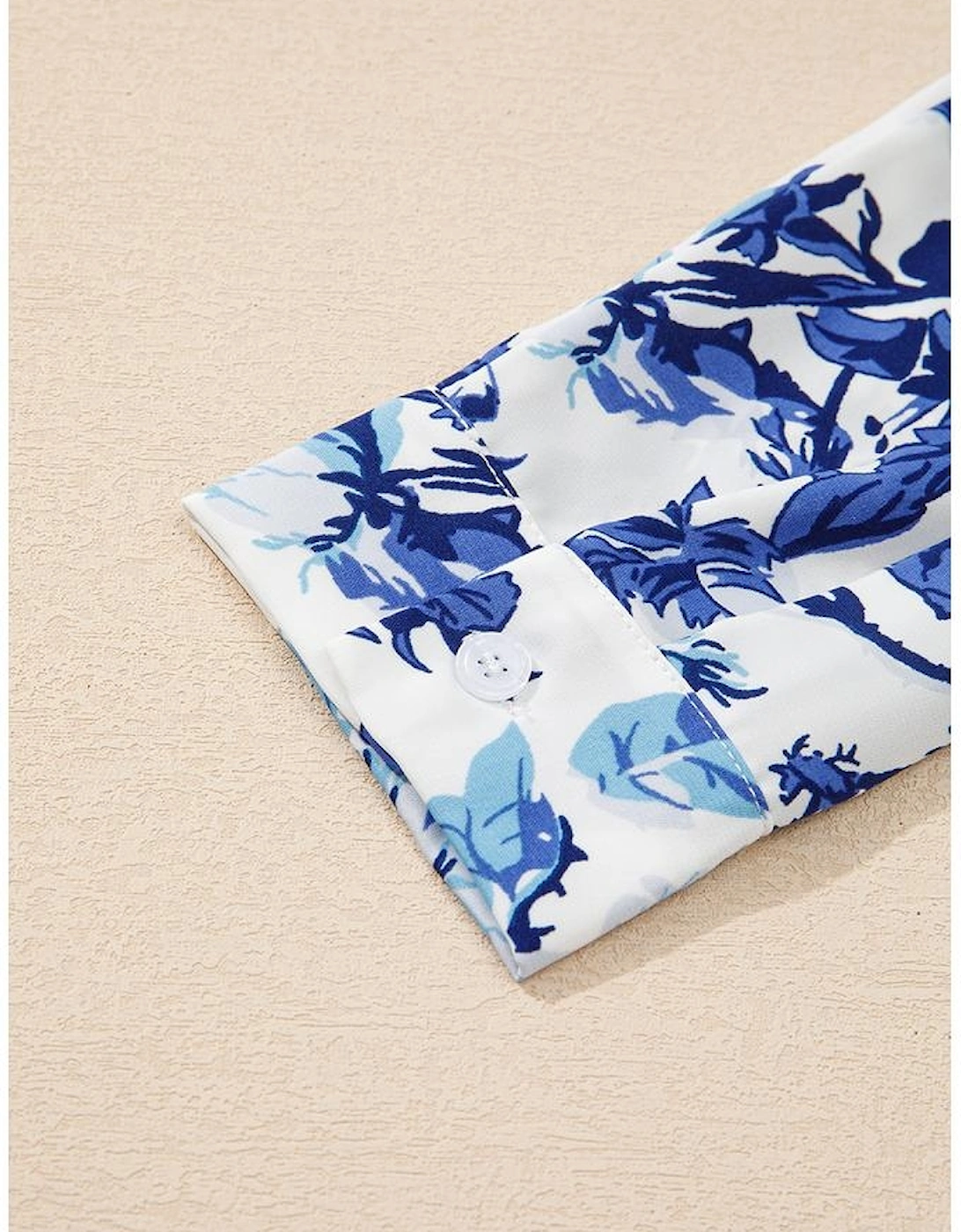 Sky Blue Floral Print Notched Neck Elegant Blouse