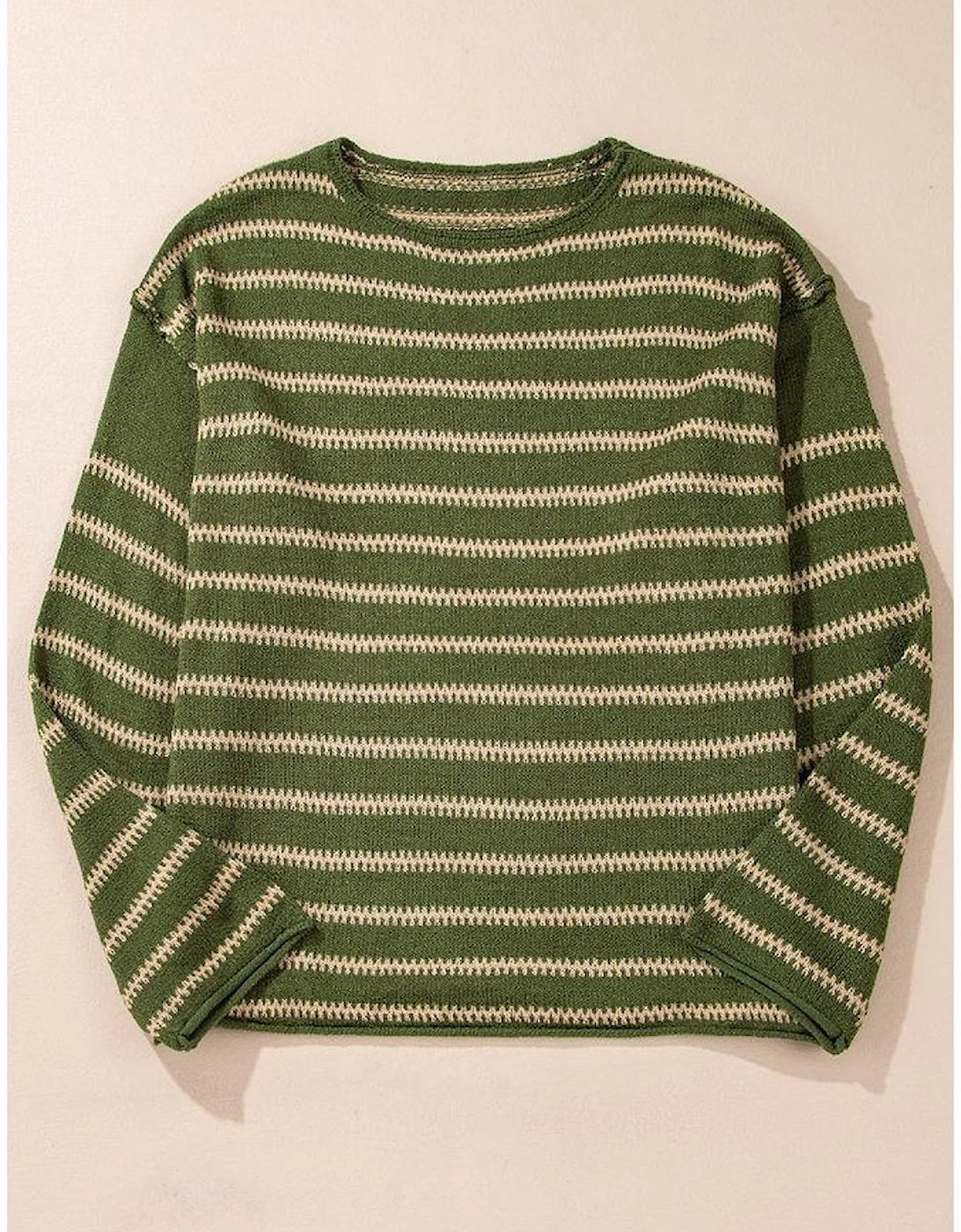 Green Stripe Drop Shoulder Casual Sweater, 13 of 12
