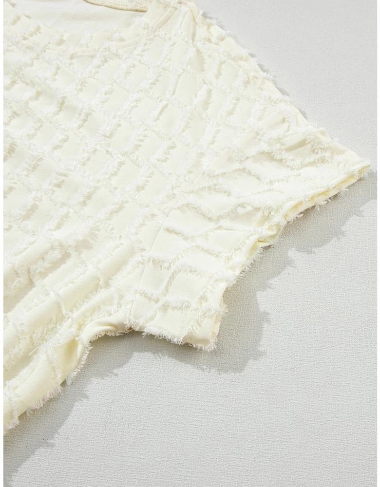 Apricot Metallic Lattice Textured Casual Two Piece Set