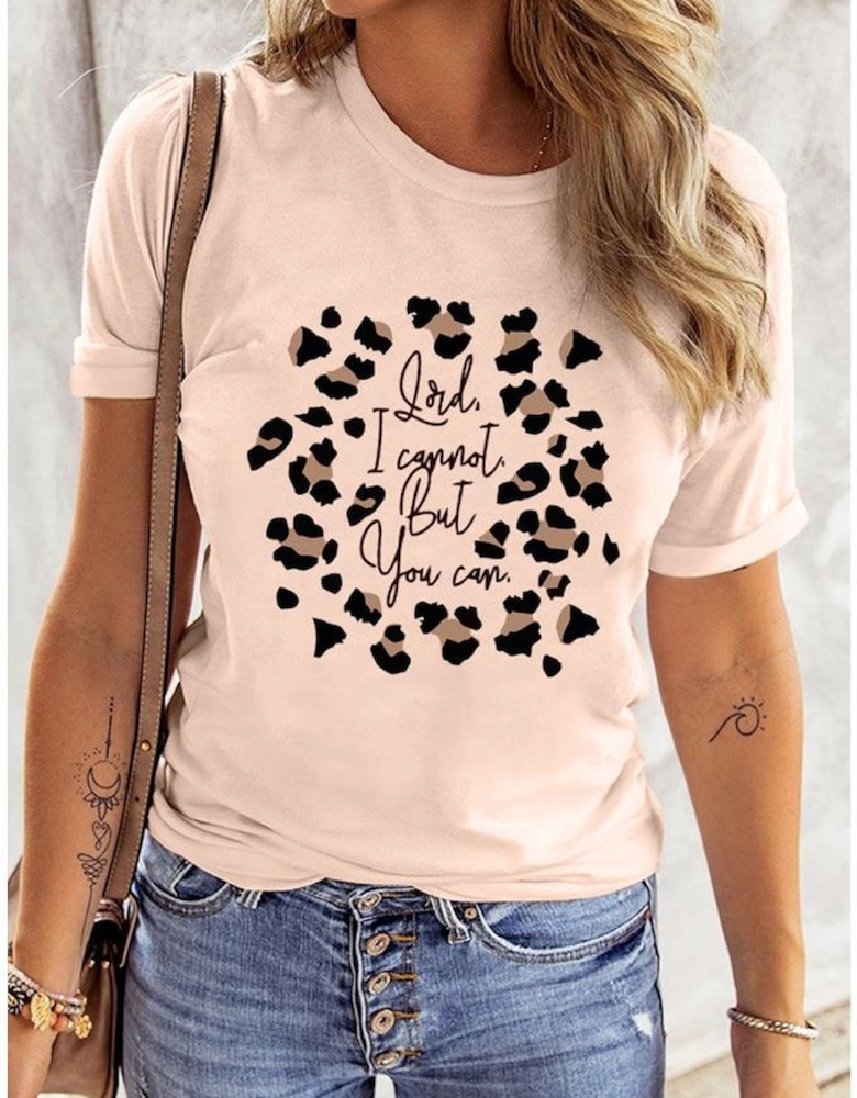 Azura Exchange Leopard Letter Printed T-Shirt