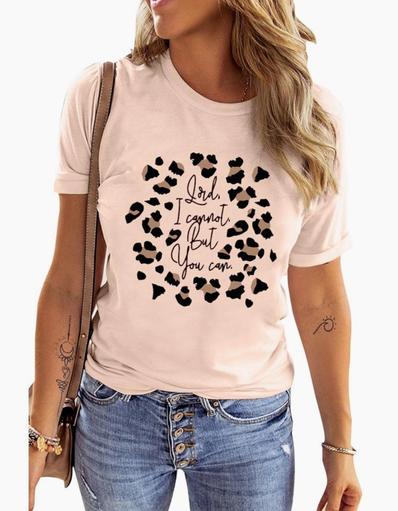 Azura Exchange Leopard Letter Printed T-Shirt