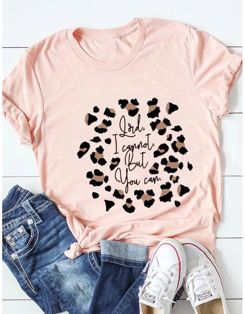 Azura Exchange Leopard Letter Printed T-Shirt