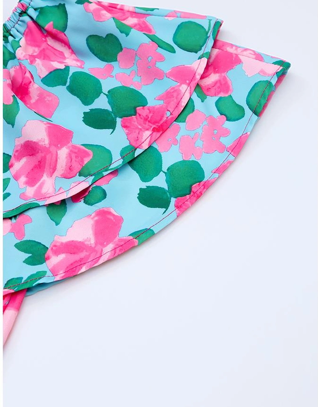 Rose Floral Off-Shoulder Tiered Ruffle Blouse