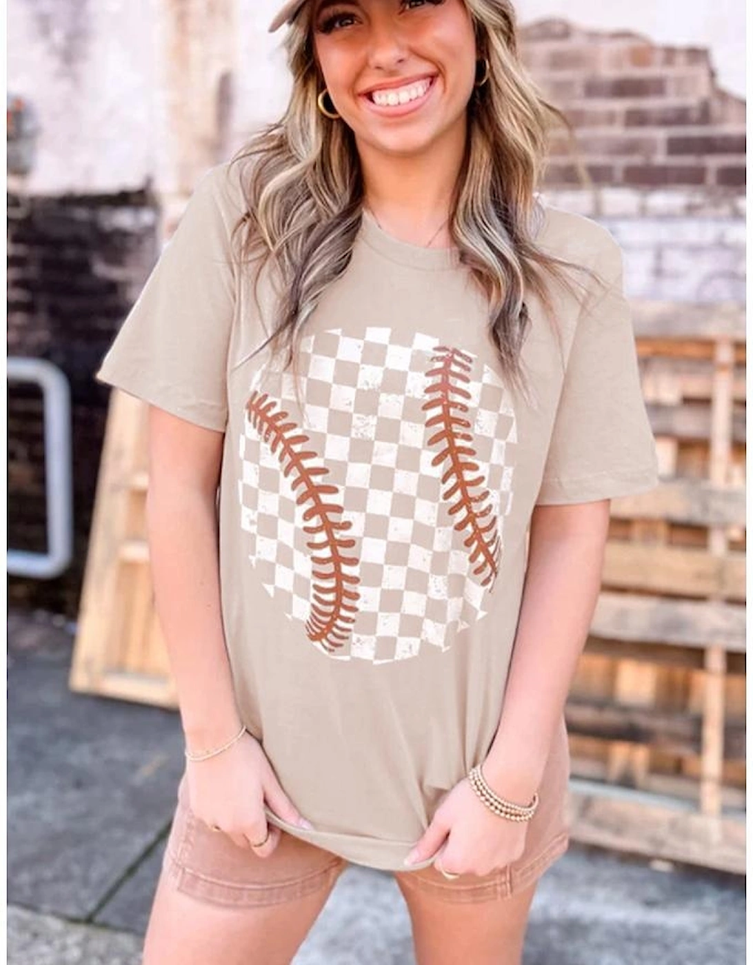 Jet Stream Checkered Baseball Graphic Tee