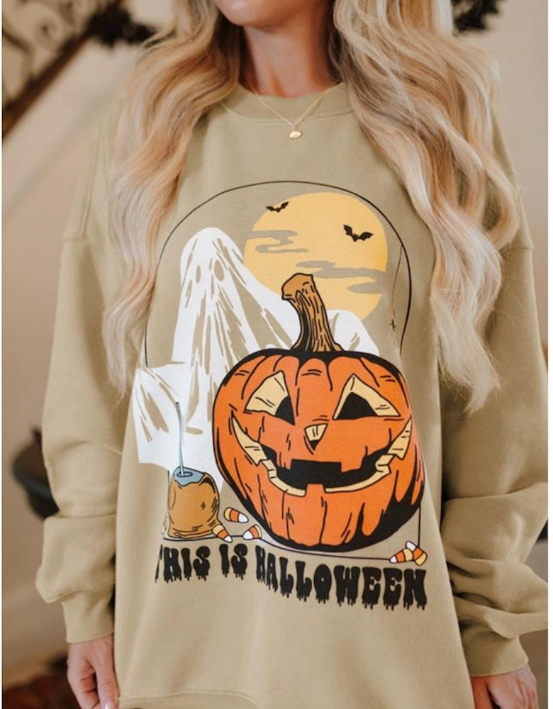 Parchment Spooky Pumpkin Graphic Crewneck Halloween Sweatshirt