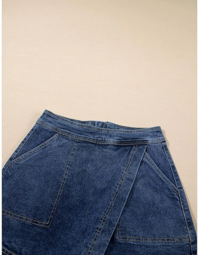 Ashleigh Blue Faux Wrapped Mini Denim Skort