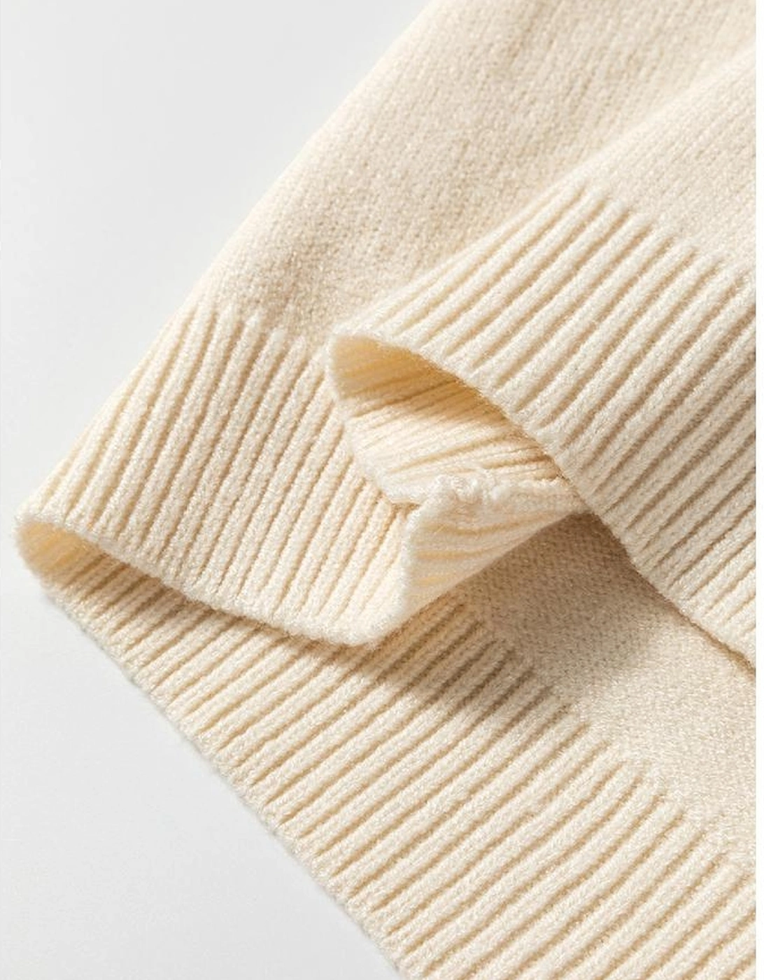 Apricot Pleated Sleeve Hollow Detail Button Sweater Cardigan