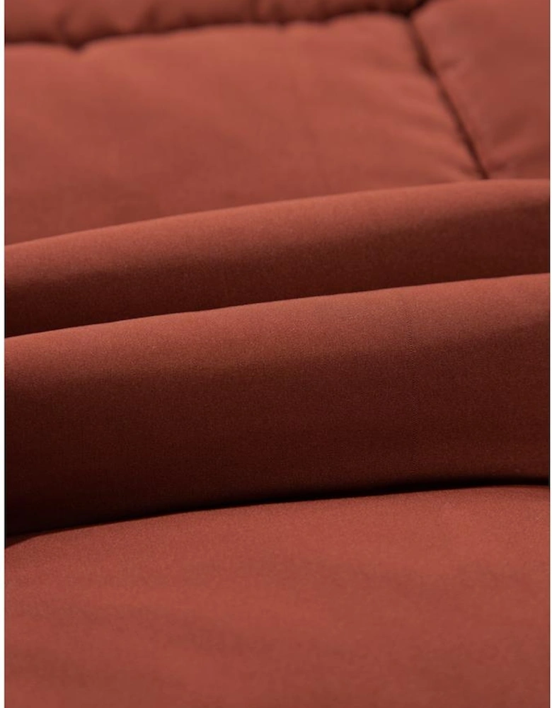 Coffee Quilted Puffer Stand Neck Zipped Mid-length Coat